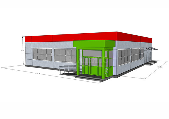 Планировка Продуктовый магазин из сэндвич-панелей -  фото 1