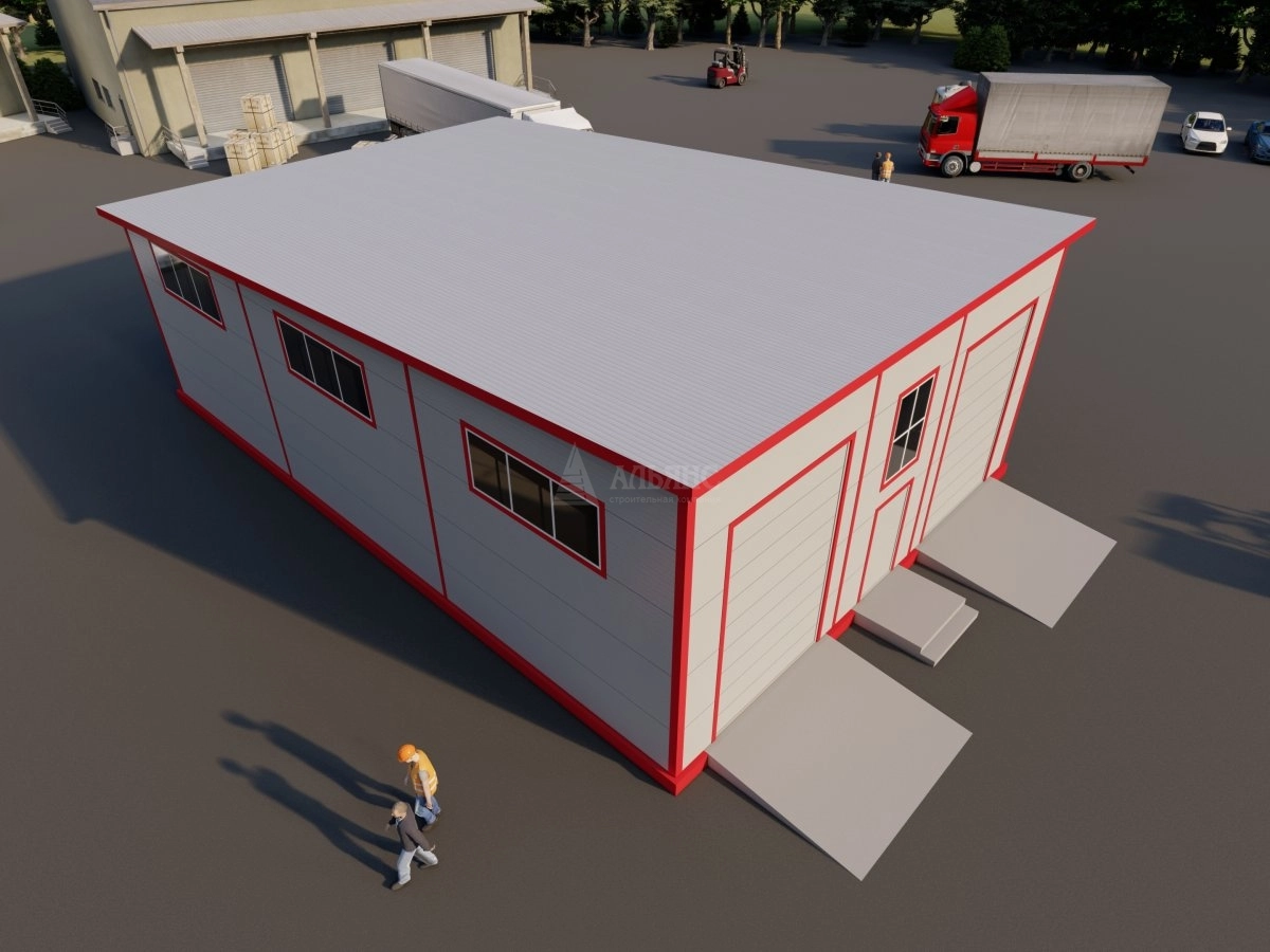 3D визуализация Проект гаража с двумя боксами из сэндвич-панелей - фото 5